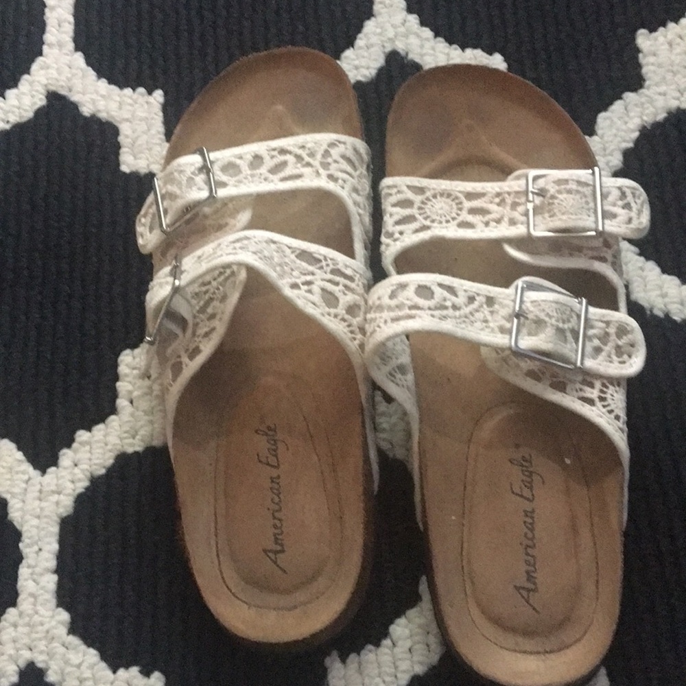 American Eagle Outfitters White lace birkenstocks